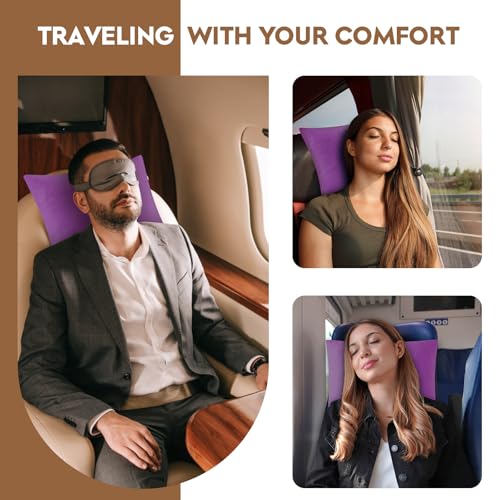 Small Shredded Memory Foam Pillow, Camping Pillow Travel Pillow - Compressible Medium Firm, Breathable Cover, Ideal Backpacking Hiking, Airplane and Car (Purple, L) - color: Purple, size: L-23 X 16 Inch