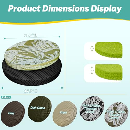 Round TPU Meditation Cushion, Floor Pillow, Breathable Mat for Yoga and Zen Practice, Firm Yet Soft Indoor Seat with Enhanced Posture Support (Khaki, 17.7" D x 2" H)