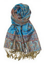 Achillea Reversible Paisley Pashmina Rave Scarf – Exotic Indian Shawls and Wraps for Evening Dresses, Festivals, All Seasons - color: Teal