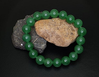 Falari 10mm Natural Semi Precious Gemstone Stretch Bracelet Unisex - color: Green Aventurine