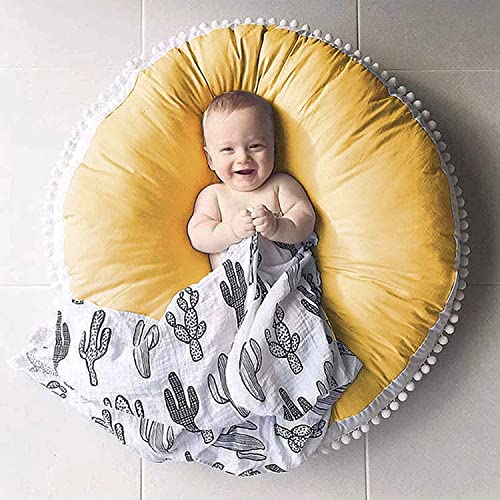 Large Floor Pillow Kids Round Floor Cushion Seating, 35 inches Big Circle Pillow, Round Pillows Seating for Children, Oversized Mat for Reading Nook Teepee Playroom Nursery Canopy Yellow - color: Orange Yellow