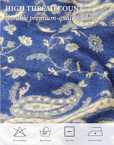 Achillea Reversible Paisley Pashmina Rave Scarf – Exotic Indian Shawls and Wraps for Evening Dresses, Festivals, All Seasons - color: Royal Blue