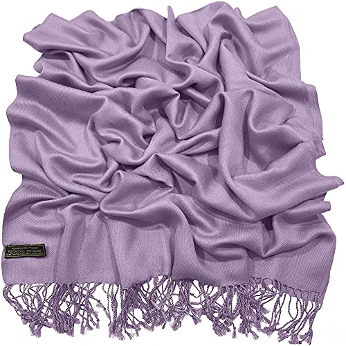 CJ Apparel Solid Color Tassels Design Nepalese Shawl Scarf Wrap Stole Throw Head Wrap Pashmina Gift Hand Made in Nepal New - color: Light Purple