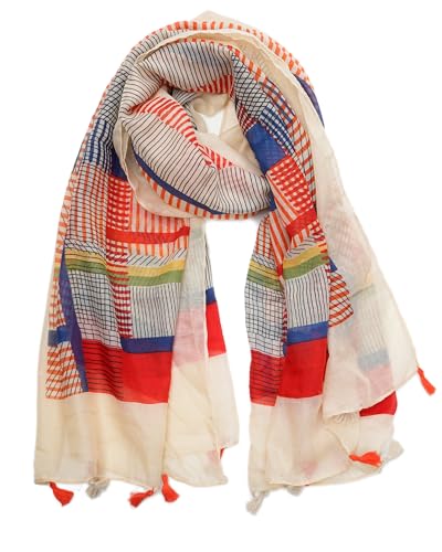 YOUR SMILE Large Boho Scarf for Women Lightweight Floral Printed Scarves Fall Winter Fashion Fringed Shawl wraps - color: 35