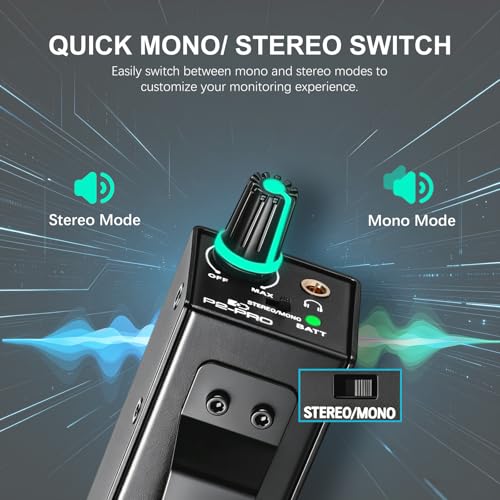 P2-Pro Portable in Ear Monitor Amplifier, Headphone Amp with XLR/TRS Inputs 3.5mm Output, Headphone Amplifier with Durable Belt Clip, Stereo/Mono Switch for Drummers, Guitar, Keyboardists - color: PRO