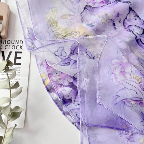 Pokeedioty Scarfs for Women Lightweight Fashion Scarves Elegant Floral Pattern Sheer Scarfs Sunscreen Shawls Wraps - color: P 0138