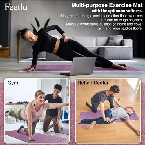 Yoga Mat with Strap – 10mm & 12mm Thick Yoga Mat, Non-Skid Dual Surface Workout Mat, Eco-Friendly POE Yoga Mats for Women Men Kids, Perfect Exercise Mat for Pilates, Yoga, and Floor Workouts, Includes Carrying Strap.