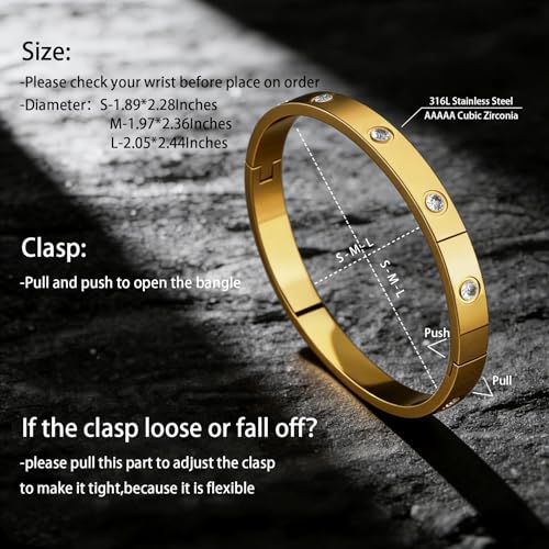 PCY Gold Bracelets For Women,3PC Bangle Gold Plated Bracelets For Women,Trendy Statement Cuff Stackable Bangles Set,Fashion Jewelry for Women. - size: Large