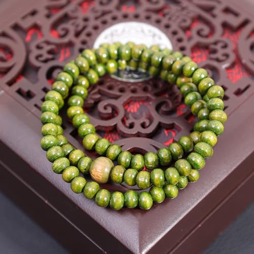 1PCS 6MM Bead Bracelets for Men and Women Unisex Mala Bracelet Beaded Tibetan Prayer Buddha Bead for Meditation - color: Green02