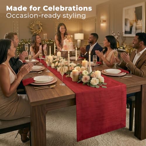 Luxe Shine™ by D'Moksha Tango Red Table Runner 36 Inches, Elegant Silk Table Runner, Machine Washable, 14 x 36 Inch for Dresser, Coffee Table- Summer, Father's Day - color: Tango Red, size: 14 X 36 Inch