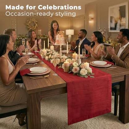 Luxe Shine™ by D'Moksha Tango Red Table Runner 36 Inches, Elegant Silk Table Runner, Machine Washable, 14 x 36 Inch for Dresser, Coffee Table- Summer, Father's Day - color: Tango Red, size: 14 X 36 Inch