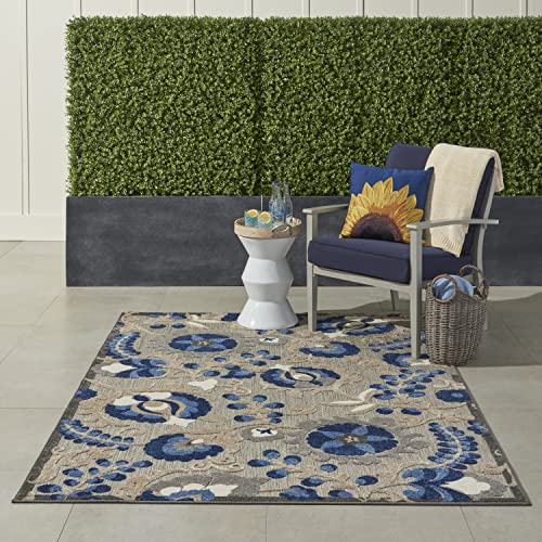 Nourison Home Aloha Natural Blue 3'6" x 5'6" Area Rug - Easy Clean, Non Shedding, Bed Room, Living Room, Dining Room, Kitchen (4' x 6') - color: Natural Blue, size: 3'6" x 5'6" (Rectangular)