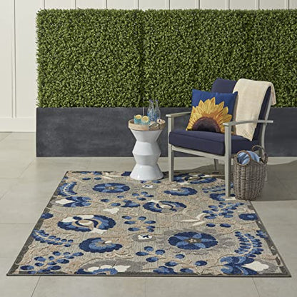 Nourison Home Aloha Natural Blue 5'3" x 7'5" Area Rug - Easy Clean, Non Shedding, Bed Room, Living Room, Dining Room, Kitchen (5' x 8') - color: Natural Blue, size: 5'3" x 7'5" (Rectangular)