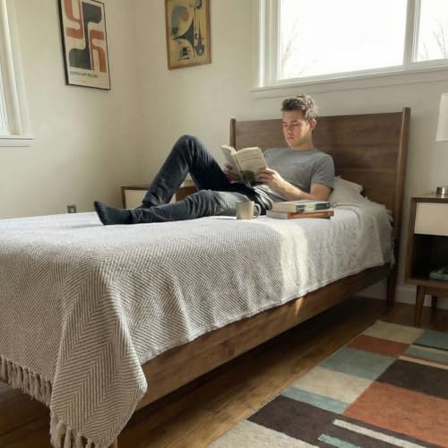 Bed Blanket, Lightweight, Cotton-Rich Blend, 100% Recycled Cotton, Twin Size (57 x 79 Inch), Textured Woven Bedding, Easycare, Breathable Layering, Summer Coverlet, Warm Gray - color: Warm Gray, size: Twin