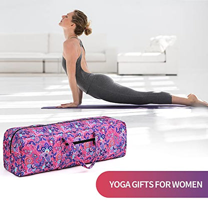 | Yoga Mat Bag | Large Yoga Mat Carrier with Wet Pocket | Yoga Gifts | Gym Tote Bag for Women - color: Bright pink