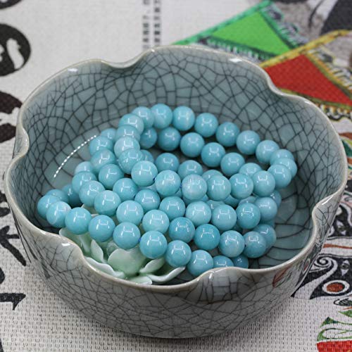 Amandastone Natural Gemstone 10mm Round Beads Stretch Bracelet 7 Inch - color: Blue Amazonite