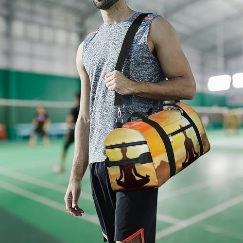 Yoga Meditation Barrel Gym Bags for Men And Women, Duffle Bag for Travel Sports Bag Camping Weekend Carry on Overnight Duffel Bag with Shoulder Strap
