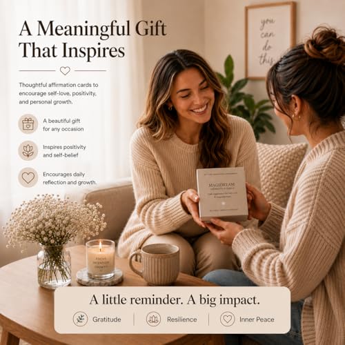 Positive Affirmation Cards, 60 Daily Affirmations with Display Stand, Self-Care and Mindfulness Cards, English on One Side and Spanish on the Other, Mindful Desk Decor and Inspirational Gift - MAGIDREAM