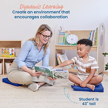 ECR4Kids SoftZone Square Floor Cushions with Handle, Flexible Seating, Blue, 6-Piece - color: Blue