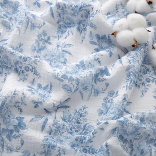 Viviland Fleece Throw Blanket Reversible Muslin Blankets, Soft Throw Blanket for Couch and Bed, Breathable Quilt Bedspread, Gauze Bedding for Adults, Large 50x70 inch, Blue Nerrah - color: Blue Nerrah, size: Large Throw Blanket (50 X 70 Inches)