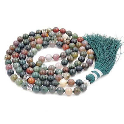 mala Beads Necklace for Women Man, mala Bracelet, Prayer Beads Necklace - color: Indian agate