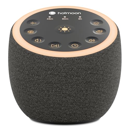 Hotmoon Sound Machine for Sleep, Cocoon 2 White Noise Sound Machine with 40 Relaxing Sounds, Dual-Speaker & Timer, 8 Night Light, Pink Brown Green Noise for Sleeping Adults, Office Privacy, Plug-in - size: Iron Black