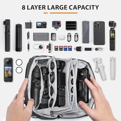 Osmo Pocket 3 Carry Bag for Xtra Muse/Osmo Pocket 3/ Osmo Mobile 7P /SEAccessories, Portable Travel Large Case Waterproof Multilayer All in One Storage Bag for Insta360 Flow Pro 2