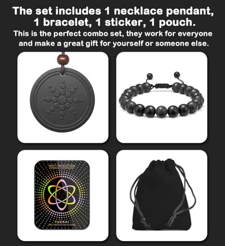 Necklace Pendant & Lava Rock Bracelet, for Women/Men (Set) - color: Lava Rock SET