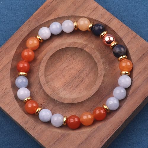 KSQS Healing Stone Bead Bracelet for Women, Natural Gemstones Balance Protection Bracelet, Spiritual Crystal Beads Bracelet Anxiety Relief with Meaning Card - style: And Breathe
