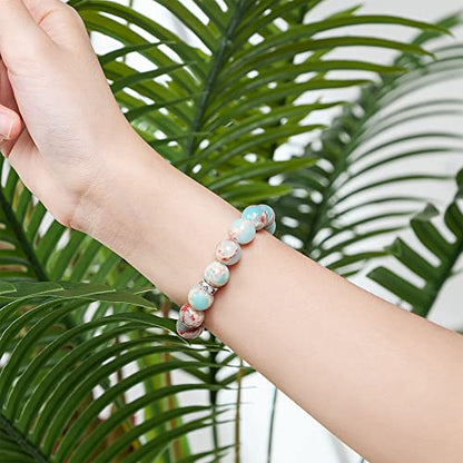 Healing Bracelet For Women Anxiety Crystal Bracelet Chakra Beaded Bracelets Rose Quartz Crystals And Healing Stones Yoga Bead Bracelet Calming Stretch Bracelet Stress Relief Gifts For Women - color: Green-Shoushan Stone