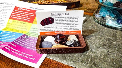 Portable Chakra Healing Altar Kit (19 Pieces): This Pocket-Sized Collection Includes Crystals and Cards. It is Great for Chakra Healing, Meditation, Gifts, Spiritual Growth, and Mindfulness.