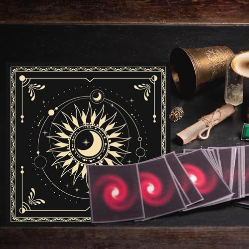 BOXOB Altar Cloth, 18.31x18.31in Delicate Square Sun Moon Alter Cloths Witchcraft Spiritual Tarot Mat Tablecloth Divination Tools and Accessories Perfect Divination Ritual Supplies
