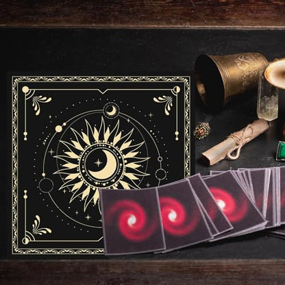 BOXOB Altar Cloth, 18.31x18.31in Delicate Square Sun Moon Alter Cloths Witchcraft Spiritual Tarot Mat Tablecloth Divination Tools and Accessories Perfect Divination Ritual Supplies