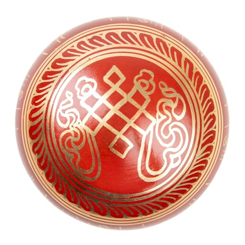 Tibetan Singing Bowl Set Brass - Master Healing Grade - Authentic Handcrafted Sound Bowl by Himalayan Bazaar - color: Red