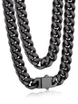Bandmax Mens Stainless Steel Chain Necklaces 5MM/7MM/9MM/12MM Chunky Miami Cuban Link Chain Necklace Silver/Gold Plated/Black Chains for Men 18"-30" - color: 09 9MM-Black Plated, size: 20 Inch (51cm)