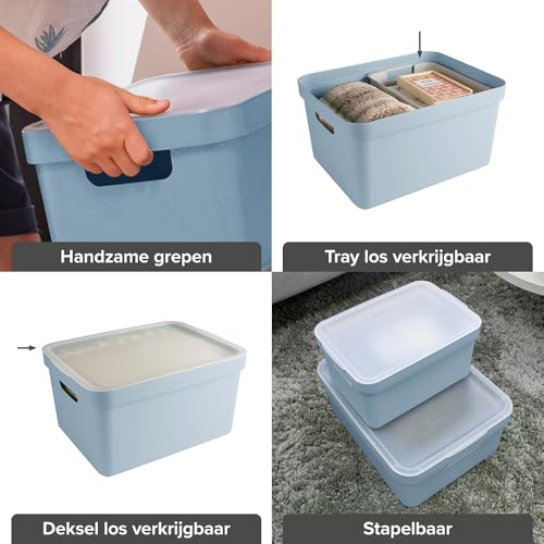 Sunware Sigma Home Storage Box, 32 Litre, Blue Grey