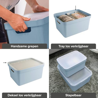 Sunware Sigma Home Storage Box, 32 Litre, Blue Grey