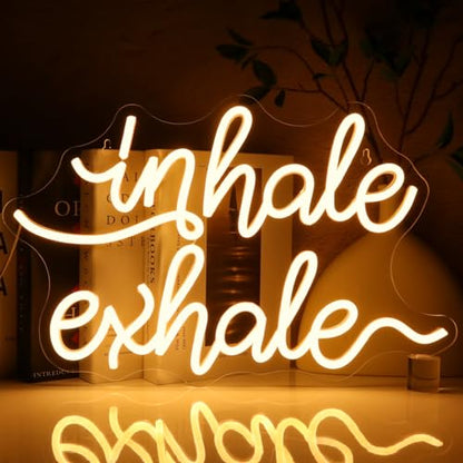 Inhale Exhale Neon Sign for Wall Decor, Warm White Led Signs for Room, USB Dimmable Neon Lights for Yoga Meditation Studio Bedroom Home Living Room Party Cafe Business Pub Wall Art - style: inhale exhale