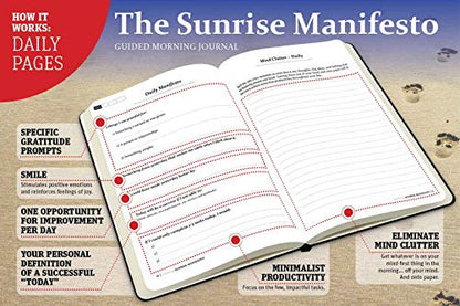 SaltWrap Sunrise Manifesto: Daily Morning Guided Journal for Gratitude, Mindfulness, Wellness, Self Care for Women & Men – 5 Minute Reflection Journal
