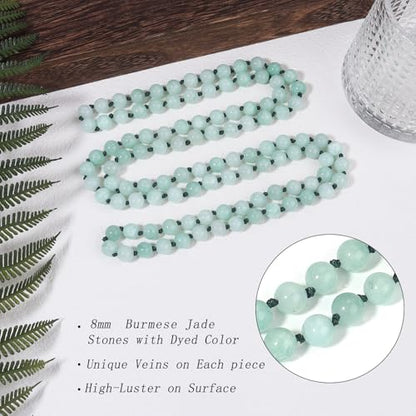Beaded Necklace Hand Knotted for Woman - color: Burmese Jade 1