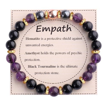 KSQS Healing Stone Bead Bracelet for Women, Natural Gemstones Balance Protection Bracelet, Spiritual Crystal Beads Bracelet Anxiety Relief with Meaning Card - style: Empath