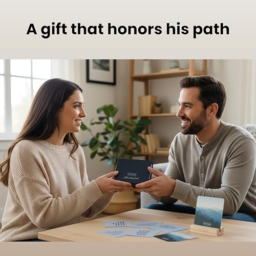 Affirmation Cards with Aromatherapy 50 Daily Motivation and Recovery-Inspired Affirmations with Wooden Stand & Magnetic Gift Box, Rosemary and Peppermint for Mindfulness and Reflection