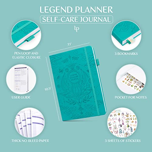 Legend Self-Care Journal – Guided Daily Reflection Journal to Support Mental & Physical Health – Daily Mood, Meditation & Personal Development Notebook – 7.1x10.5”, Lasts 3 Months (Turquoise) - color: Turquoise