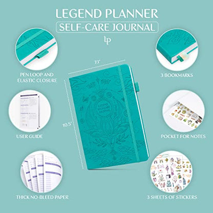 Legend Self-Care Journal – Guided Daily Reflection Journal to Support Mental & Physical Health – Daily Mood, Meditation & Personal Development Notebook – 7.1x10.5”, Lasts 3 Months (Turquoise) - color: Turquoise