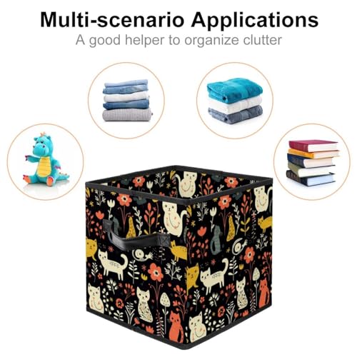 Storage Bags,Clothes Storage Bins Foldable with Handle,1-Pc,Cat Bird Dog and Flower
