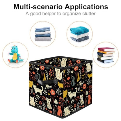 Storage Bags,Clothes Storage Bins Foldable with Handle,1-Pc,Cat Bird Dog and Flower