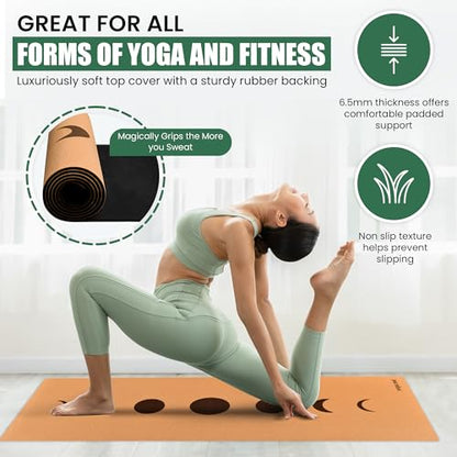 Yoga Mats By Yoga Zeal - Luxuriously Soft, Thick, Non-Slip, Hot Yoga Mat. Eco Printed. Designed to grip better with a sweaty yoga practice! - color: 5MM Cork
