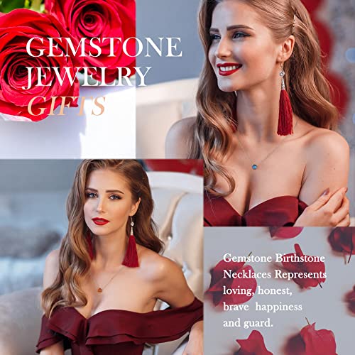 Ursilver Mothers Day Gifts - Birthstone Necklace for Women 925 Sterling Silver Round Birthstone Necklace Birthday Gifts 12 Months Necklaces for Women Jewelry Gift - color: silver-07-Jul-Ruby Rose Red