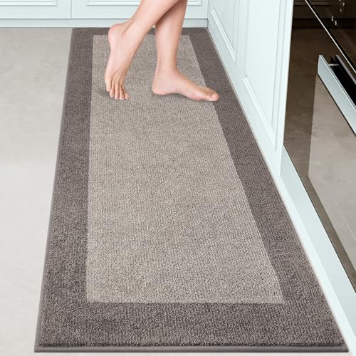 Machine Washable Kitchen Rug 24" x 70", Non Slip Kitchen Mat for Floor, Absorbent Entrance Runner Rug for Bedroom, Hallway, Bathroom, Door (Roll Packing) - color: Beige, size: 24" X 70"