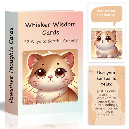 52 Catitude Affirmation Cards Cat Lover Gifts for Women, Self Care Mindfulness Positive Affirmations Cards for Anxiety, Vagus Nerve Stimulation Deck, Cats for Comfort, Stress Relief Gifts for Women